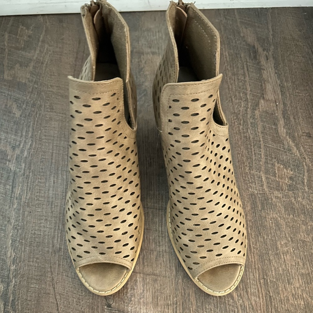 Perforated Open Toe Booties - image 2